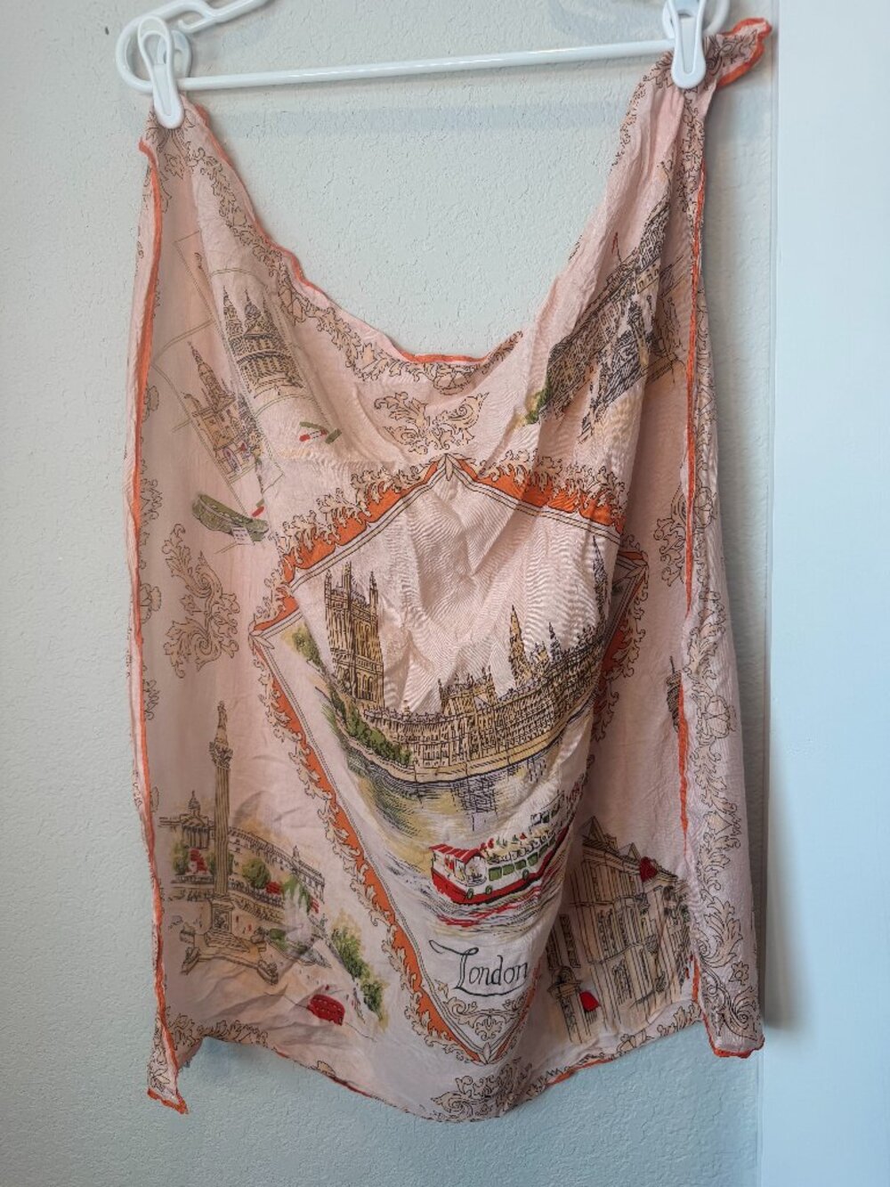 Faux Silk Peach London England Neck Scarf